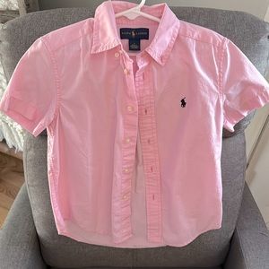 Ralph Lauren boys button down short sleeved pink shirt size 6